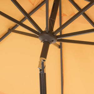 Safavieh ELEGANT Valance 9FT Round Umbrella - Coastal-Inspired Canopy for Stylish Outdoor Shade & Relaxation Yellow / White PAT8006B