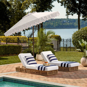 Safavieh ELEGANT Valance 9FT Round Umbrella - Coastal-Inspired Canopy for Stylish Outdoor Shade & Relaxation Beige / White PAT8006C