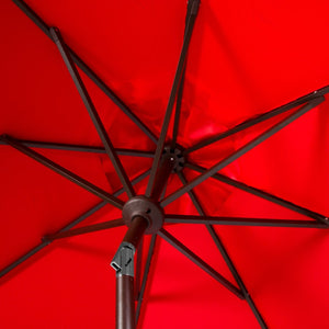 Safavieh ELEGANT Valance 9FT Round Umbrella - Coastal-Inspired Canopy for Stylish Outdoor Shade & Relaxation Red / White PAT8006D