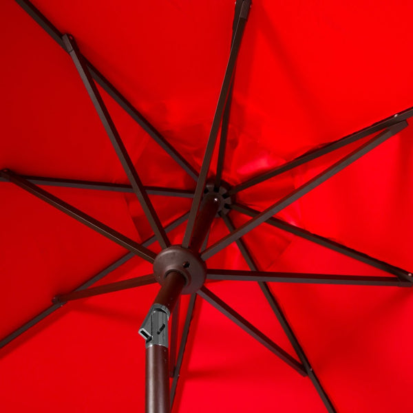Safavieh ELEGANT Valance 9FT Round Umbrella - Coastal-Inspired Canopy for Stylish Outdoor Shade & Relaxation Red / White PAT8006D