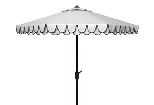 Safavieh ELEGANT Valance 9FT Round Umbrella - Coastal-Inspired Canopy for Stylish Outdoor Shade & Relaxation Ivory / Navy PAT8006F