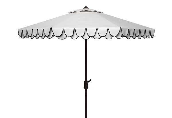 Safavieh ELEGANT Valance 9FT Round Umbrella - Coastal-Inspired Canopy for Stylish Outdoor Shade & Relaxation Ivory / Navy PAT8006F