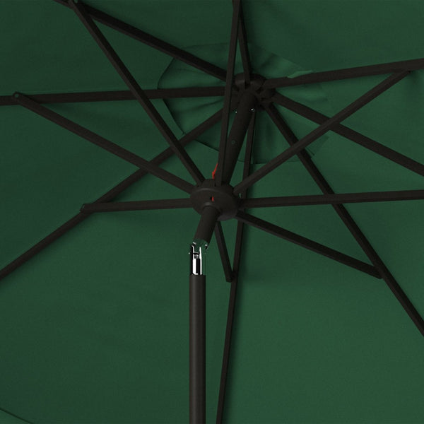 Safavieh ELEGANT Valance 9FT Round Umbrella - Coastal-Inspired Canopy for Stylish Outdoor Shade & Relaxation Hunter Green PAT8006H