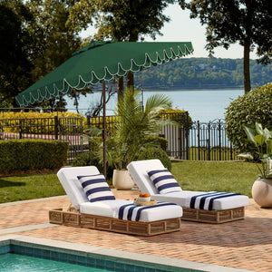 Safavieh ELEGANT Valance 9FT Round Umbrella - Coastal-Inspired Canopy for Stylish Outdoor Shade & Relaxation Hunter Green PAT8006H