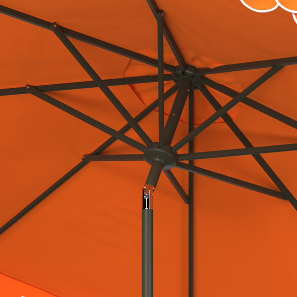Safavieh ELEGANT Valance 9FT Round Umbrella - Coastal-Inspired Canopy for Stylish Outdoor Shade & Relaxation Orange PAT8006O