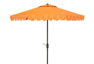 Safavieh ELEGANT Valance 9FT Round Umbrella - Coastal-Inspired Canopy for Stylish Outdoor Shade & Relaxation Orange PAT8006O