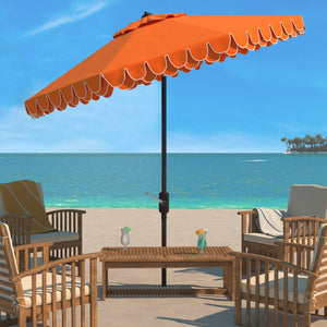 Safavieh ELEGANT Valance 9FT Round Umbrella - Coastal-Inspired Canopy for Stylish Outdoor Shade & Relaxation Orange PAT8006O