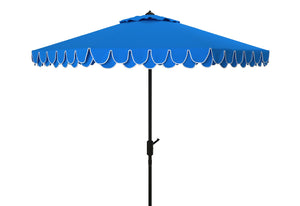 Safavieh ELEGANT Valance 9FT Round Umbrella - Coastal-Inspired Canopy for Stylish Outdoor Shade & Relaxation Pacific Blue PAT8006P
