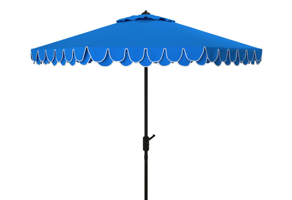 Safavieh ELEGANT Valance 9FT Round Umbrella - Coastal-Inspired Canopy for Stylish Outdoor Shade & Relaxation Pacific Blue PAT8006P