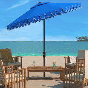 Safavieh ELEGANT Valance 9FT Round Umbrella - Coastal-Inspired Canopy for Stylish Outdoor Shade & Relaxation Pacific Blue PAT8006P