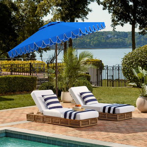 Safavieh ELEGANT Valance 9FT Round Umbrella - Coastal-Inspired Canopy for Stylish Outdoor Shade & Relaxation Pacific Blue PAT8006P