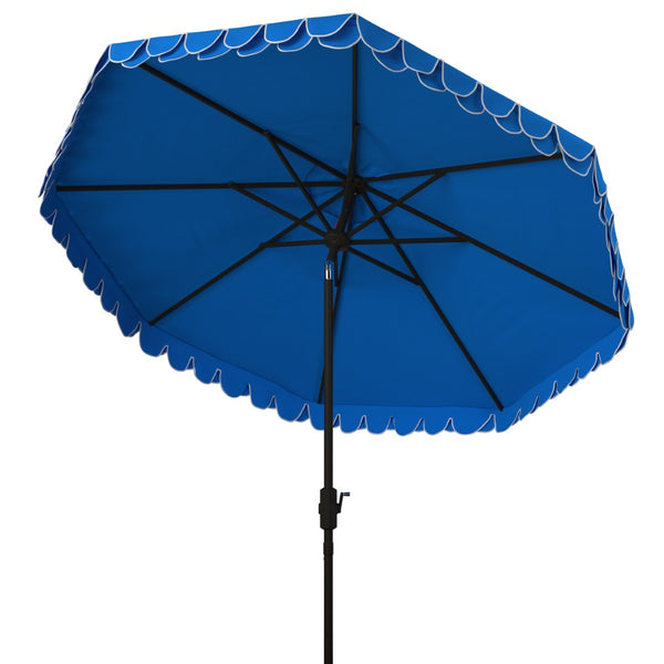 Safavieh ELEGANT Valance 9FT Round Umbrella - Coastal-Inspired Canopy for Stylish Outdoor Shade & Relaxation Pacific Blue PAT8006P