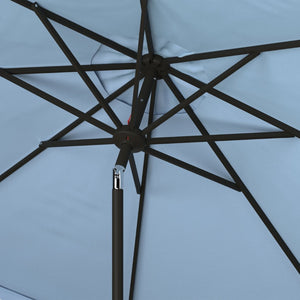 Safavieh ELEGANT Valance 9FT Round Umbrella - Coastal-Inspired Canopy for Stylish Outdoor Shade & Relaxation Baby Blue / White PAT8006U