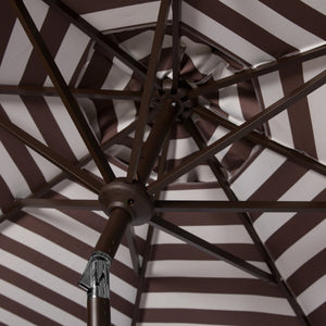 Safavieh ATHENS 9FT Crank Umbrella - Elegant Mediterranean Shade for Patios, Decks, and Outdoor Spaces Brown PAT8007D