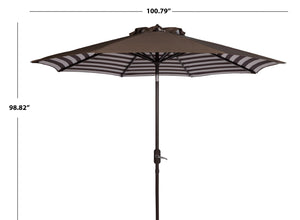 Safavieh ATHENS 9FT Crank Umbrella - Elegant Mediterranean Shade for Patios, Decks, and Outdoor Spaces Brown PAT8007D
