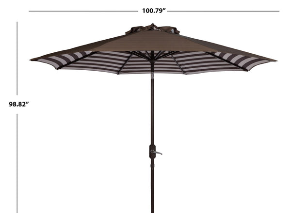 Safavieh ATHENS 9FT Crank Umbrella - Elegant Mediterranean Shade for Patios, Decks, and Outdoor Spaces Brown PAT8007D