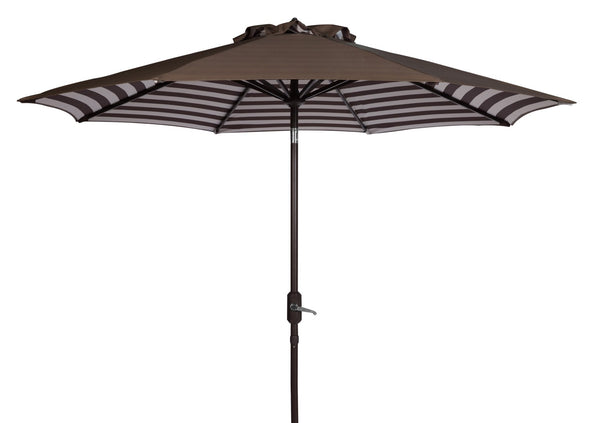 Safavieh ATHENS 9FT Crank Umbrella - Elegant Mediterranean Shade for Patios, Decks, and Outdoor Spaces Brown PAT8007D