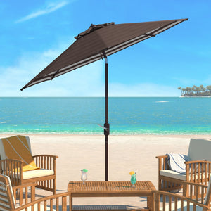 Safavieh ATHENS 9FT Crank Umbrella - Elegant Mediterranean Shade for Patios, Decks, and Outdoor Spaces Brown PAT8007D