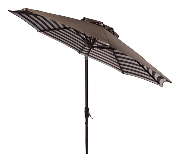 Safavieh ATHENS 9FT Crank Umbrella - Elegant Mediterranean Shade for Patios, Decks, and Outdoor Spaces Brown PAT8007D