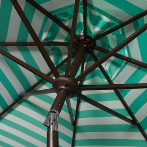 Safavieh ATHENS 9FT Crank Umbrella - Elegant Mediterranean Shade for Patios, Decks, and Outdoor Spaces Green PAT8007E