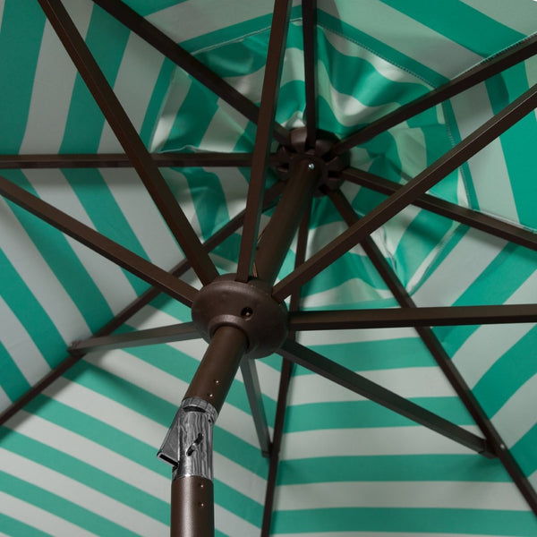 Safavieh ATHENS 9FT Crank Umbrella - Elegant Mediterranean Shade for Patios, Decks, and Outdoor Spaces Green PAT8007E