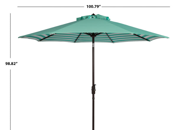 Safavieh ATHENS 9FT Crank Umbrella - Elegant Mediterranean Shade for Patios, Decks, and Outdoor Spaces Green PAT8007E