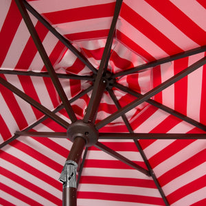 Safavieh ATHENS 9FT Crank Umbrella - Elegant Mediterranean Shade for Patios, Decks, and Outdoor Spaces Red PAT8007F