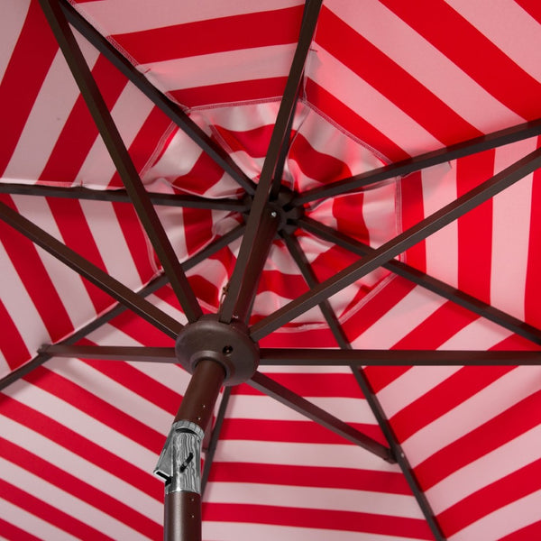 Safavieh ATHENS 9FT Crank Umbrella - Elegant Mediterranean Shade for Patios, Decks, and Outdoor Spaces Red PAT8007F