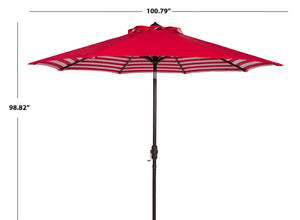 Safavieh ATHENS 9FT Crank Umbrella - Elegant Mediterranean Shade for Patios, Decks, and Outdoor Spaces Red PAT8007F