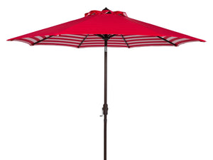 Safavieh ATHENS 9FT Crank Umbrella - Elegant Mediterranean Shade for Patios, Decks, and Outdoor Spaces Red PAT8007F