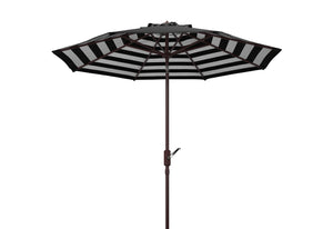 Safavieh ATHENS 9FT Crank Umbrella - Elegant Mediterranean Shade for Patios, Decks, and Outdoor Spaces Black PAT8007K