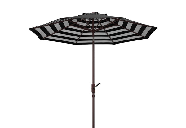 Safavieh ATHENS 9FT Crank Umbrella - Elegant Mediterranean Shade for Patios, Decks, and Outdoor Spaces Black PAT8007K