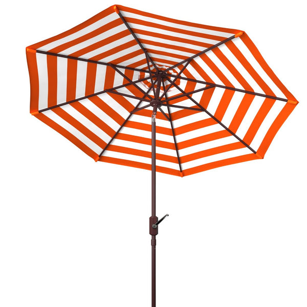 Safavieh ATHENS 9FT Crank Umbrella - Elegant Mediterranean Shade for Patios, Decks, and Outdoor Spaces Orange PAT8007O
