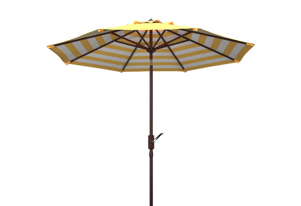 Safavieh ATHENS 9FT Crank Umbrella - Elegant Mediterranean Shade for Patios, Decks, and Outdoor Spaces Yellow PAT8007Y