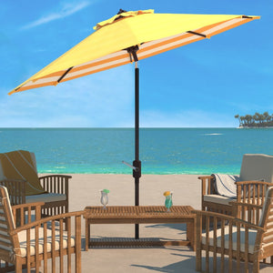 Safavieh ATHENS 9FT Crank Umbrella - Elegant Mediterranean Shade for Patios, Decks, and Outdoor Spaces Yellow PAT8007Y