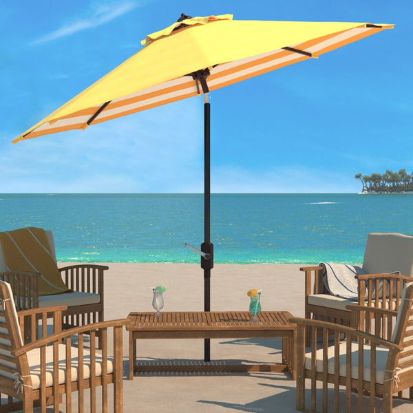 Safavieh ATHENS 9FT Crank Umbrella - Elegant Mediterranean Shade for Patios, Decks, and Outdoor Spaces Yellow PAT8007Y
