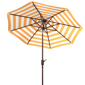 Safavieh ATHENS 9FT Crank Umbrella - Elegant Mediterranean Shade for Patios, Decks, and Outdoor Spaces Yellow PAT8007Y