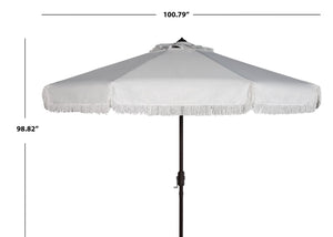 Safavieh MILAN 9FT Crank Umbrella – Stylish Outdoor Shade Solution for Elegant Patios and Lounging Spaces Ivory / White PAT8008C