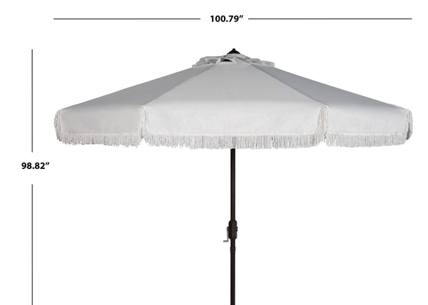 Safavieh MILAN 9FT Crank Umbrella – Stylish Outdoor Shade Solution for Elegant Patios and Lounging Spaces Ivory / White PAT8008C