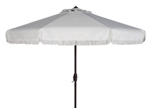 Safavieh MILAN 9FT Crank Umbrella – Stylish Outdoor Shade Solution for Elegant Patios and Lounging Spaces Ivory / White PAT8008C