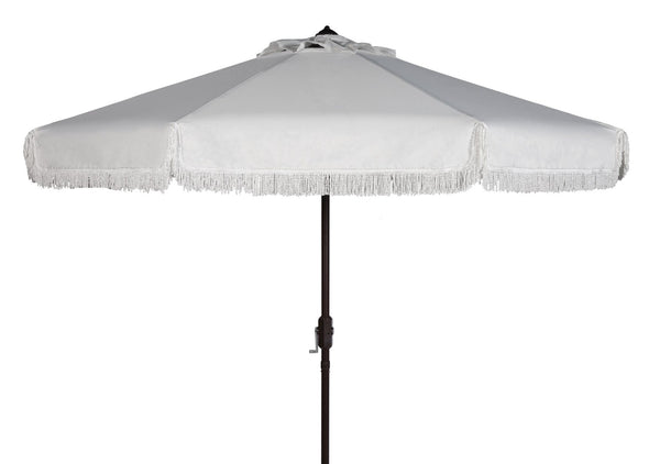 Safavieh MILAN 9FT Crank Umbrella – Stylish Outdoor Shade Solution for Elegant Patios and Lounging Spaces Ivory / White PAT8008C