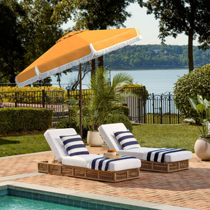 Safavieh MILAN 9FT Crank Umbrella – Stylish Outdoor Shade Solution for Elegant Patios and Lounging Spaces Yellow / White PAT8008D
