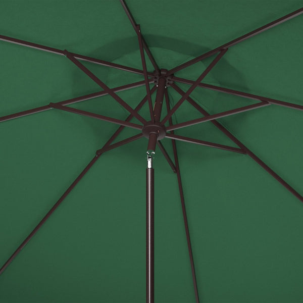 Safavieh MILAN 9FT Crank Umbrella – Stylish Outdoor Shade Solution for Elegant Patios and Lounging Spaces Hunter Green PAT8008H