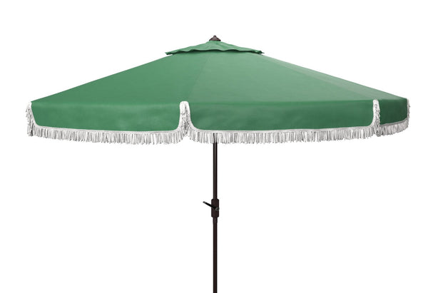 Safavieh MILAN 9FT Crank Umbrella – Stylish Outdoor Shade Solution for Elegant Patios and Lounging Spaces Hunter Green PAT8008H