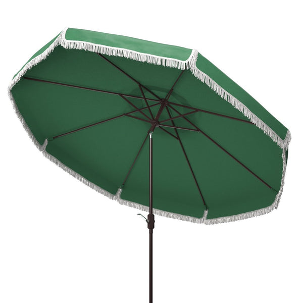 Safavieh MILAN 9FT Crank Umbrella – Stylish Outdoor Shade Solution for Elegant Patios and Lounging Spaces Hunter Green PAT8008H