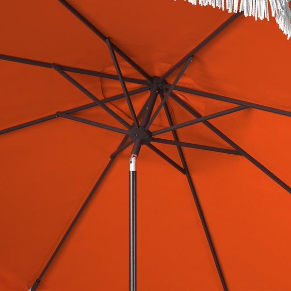Safavieh MILAN 9FT Crank Umbrella – Stylish Outdoor Shade Solution for Elegant Patios and Lounging Spaces Orange PAT8008O