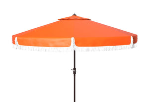 Safavieh MILAN 9FT Crank Umbrella – Stylish Outdoor Shade Solution for Elegant Patios and Lounging Spaces Orange PAT8008O