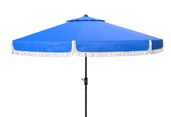 Safavieh MILAN 9FT Crank Umbrella – Stylish Outdoor Shade Solution for Elegant Patios and Lounging Spaces Pacific Blue PAT8008P