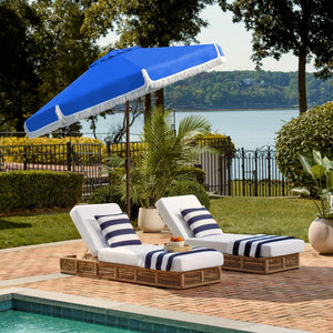 Safavieh MILAN 9FT Crank Umbrella – Stylish Outdoor Shade Solution for Elegant Patios and Lounging Spaces Pacific Blue PAT8008P