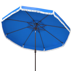 Safavieh MILAN 9FT Crank Umbrella – Stylish Outdoor Shade Solution for Elegant Patios and Lounging Spaces Pacific Blue PAT8008P